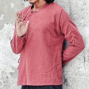2023春 风大码男士亚麻汉服棉麻盘扣系带衬衫T恤  W90 P75图片