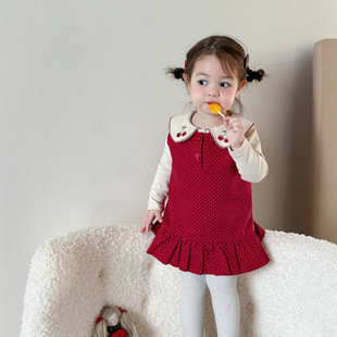 蔗梨童装女童套装春装洋气儿童衣服背心公主裙婴儿女宝裙子打底衫