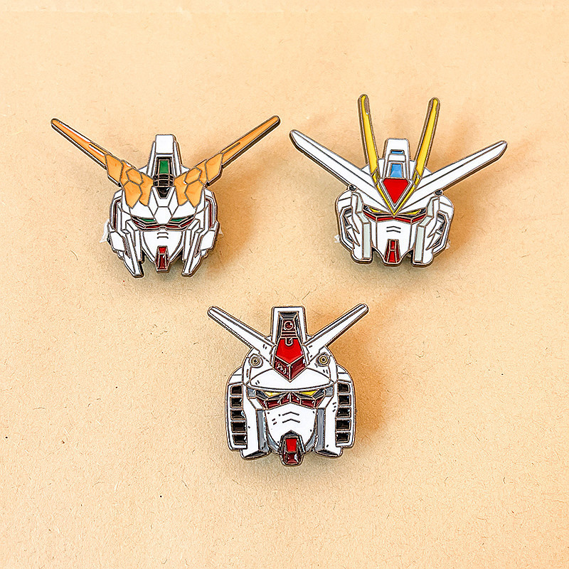 日系动漫创意机动战士RX-78高达胸针卡通独角兽自由金属徽章包包