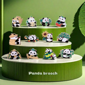 可爱四川熊猫金属徽章pin绿竹西瓜熊猫服装 胸针学生奖励书包装 饰