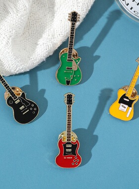 爆裂吉他音乐会礼品潮酷电吉他背包胸针个性配饰小众徽章摇滚嘻哈