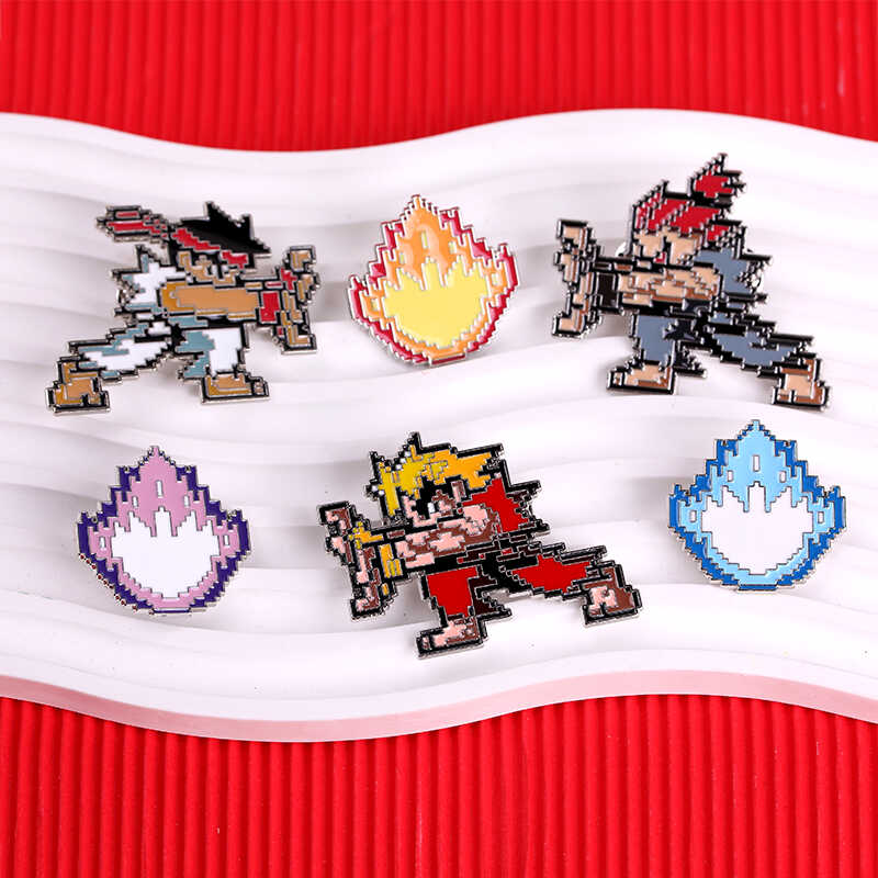 Street Fighter街头霸王像素风胸针隆肯豪鬼波动拳创意金属徽章
