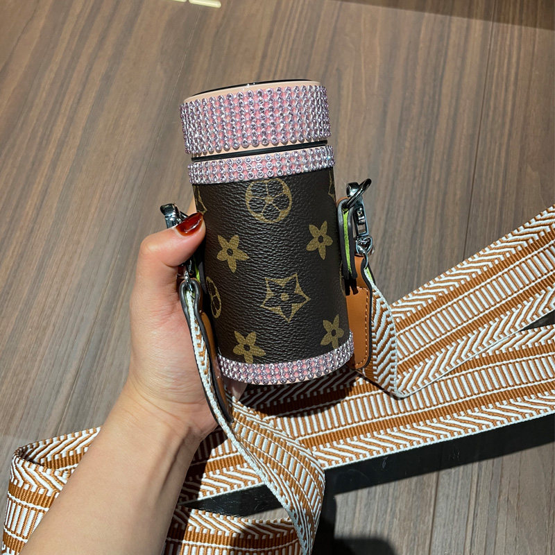 智能不锈钢高颜值女保温杯迷你镶钻口袋杯学生便携水杯斜背茶杯子
