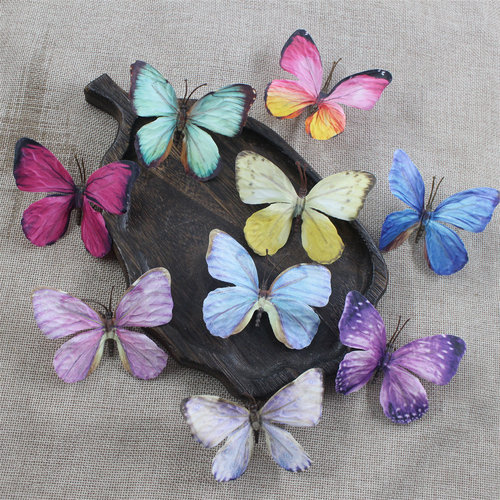 超仙仿真布艺蝴蝶 diy头饰3d立体蝴蝶装饰品 氛围感发饰配饰材料