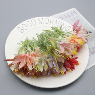 仿真三叉水仙花假花花头diy古风汉服头饰材料婚庆 花墙帽子装饰花