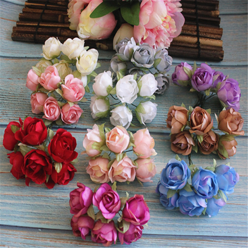 2018新款仿真花假花玫瑰花苞 DIY花环材料喜糖盒拍摄道具摆件小花