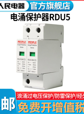 RDU5浪涌保护器家用2P220V防雷器避雷器开关电涌保护器38人民电器