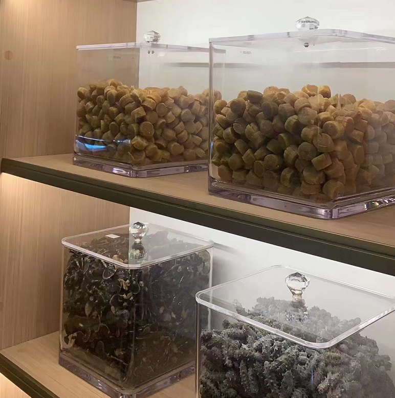 方形中药材透明药店灵芝鱼胶展示瓶罐缸PC亚克力糖果盒方型容器