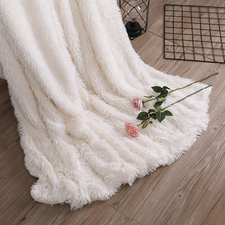 ins网红儿童摄影拍照道具白色背景长毛绒毛毯礼品毯直播椅装饰毯