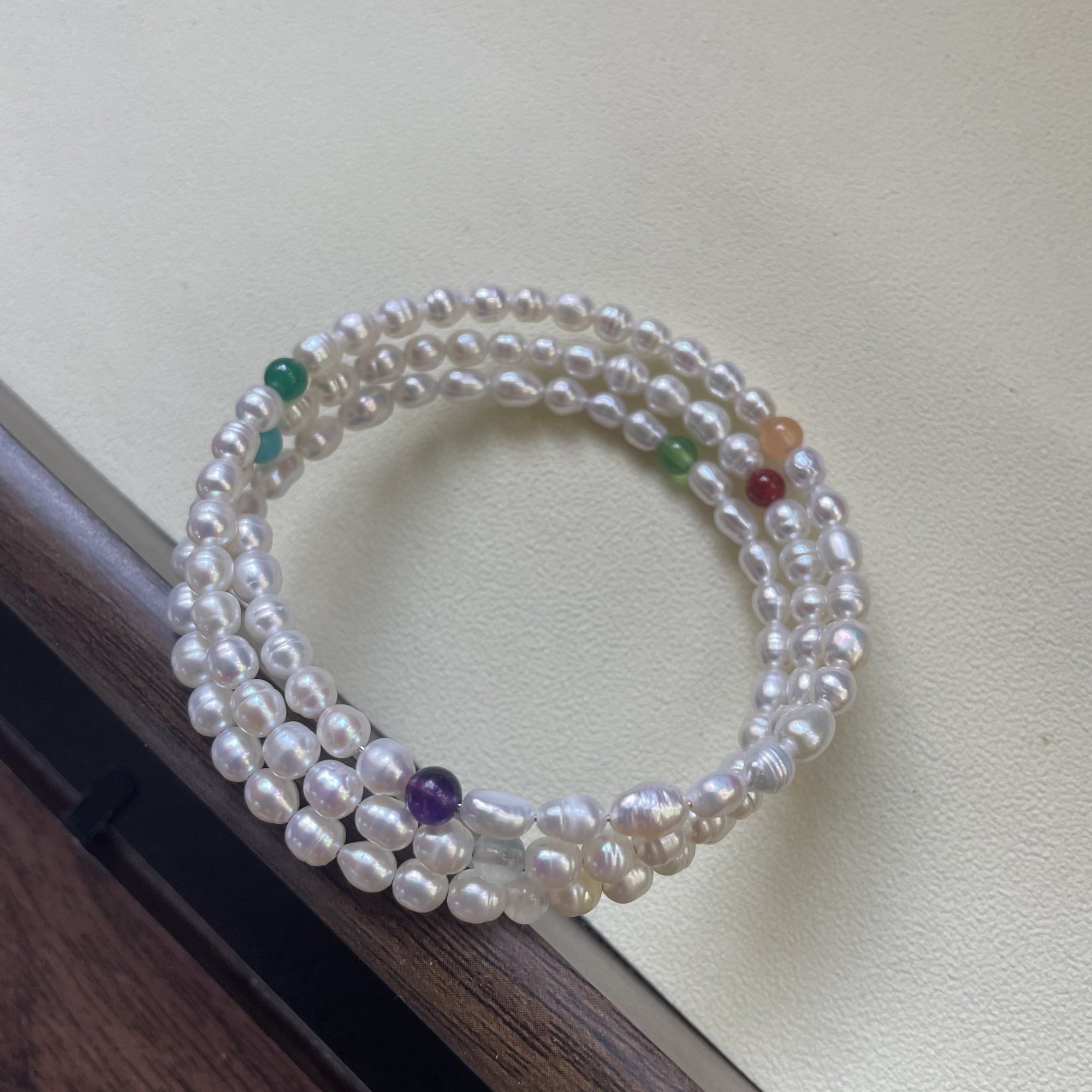 孤品福利款多层淡水珍珠天然石手串手镯简约优雅百搭