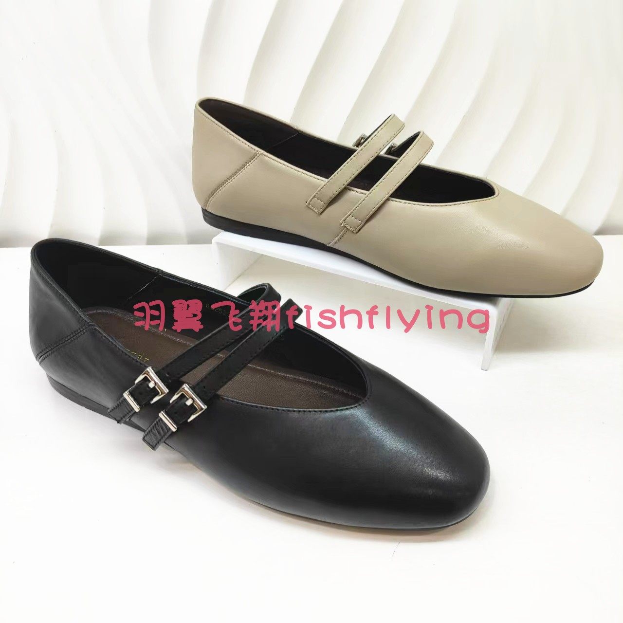 HS252502哈森专柜正品2025春夏款挂带方头平跟牛皮单鞋玛丽珍女鞋