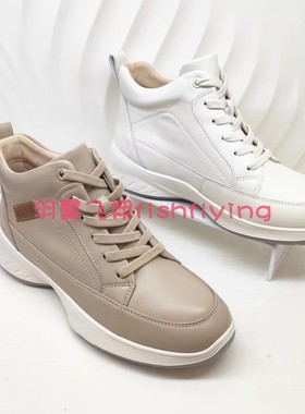 HCA246102哈森专柜正品2024秋冬款高帮坡跟系带休闲软底舒适女鞋