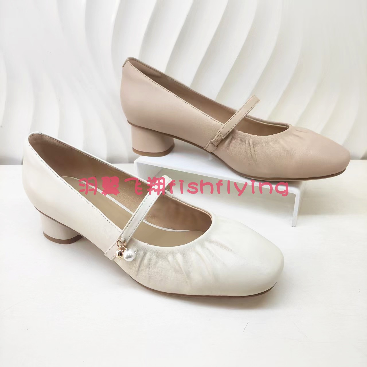HS257912哈森专柜正品2025春新款法式低方跟圆头玛丽珍女鞋珍珠扣
