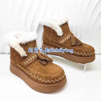 KA253302卡迪娜专柜正品2025冬新款防水台厚绒保暖流苏女雪地靴