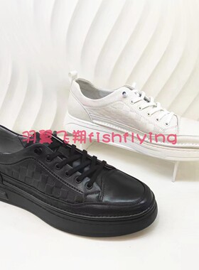 MS34801哈森男鞋专柜正品23春夏秋平跟厚底真皮系带休闲小白板鞋