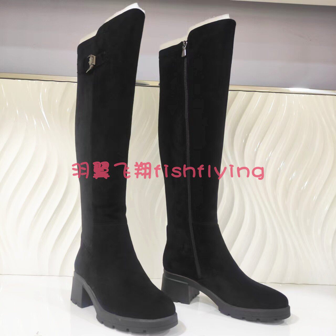 KA241588卡迪娜专柜正品2024冬季新羊反绒加绒保暖显瘦女过膝长靴