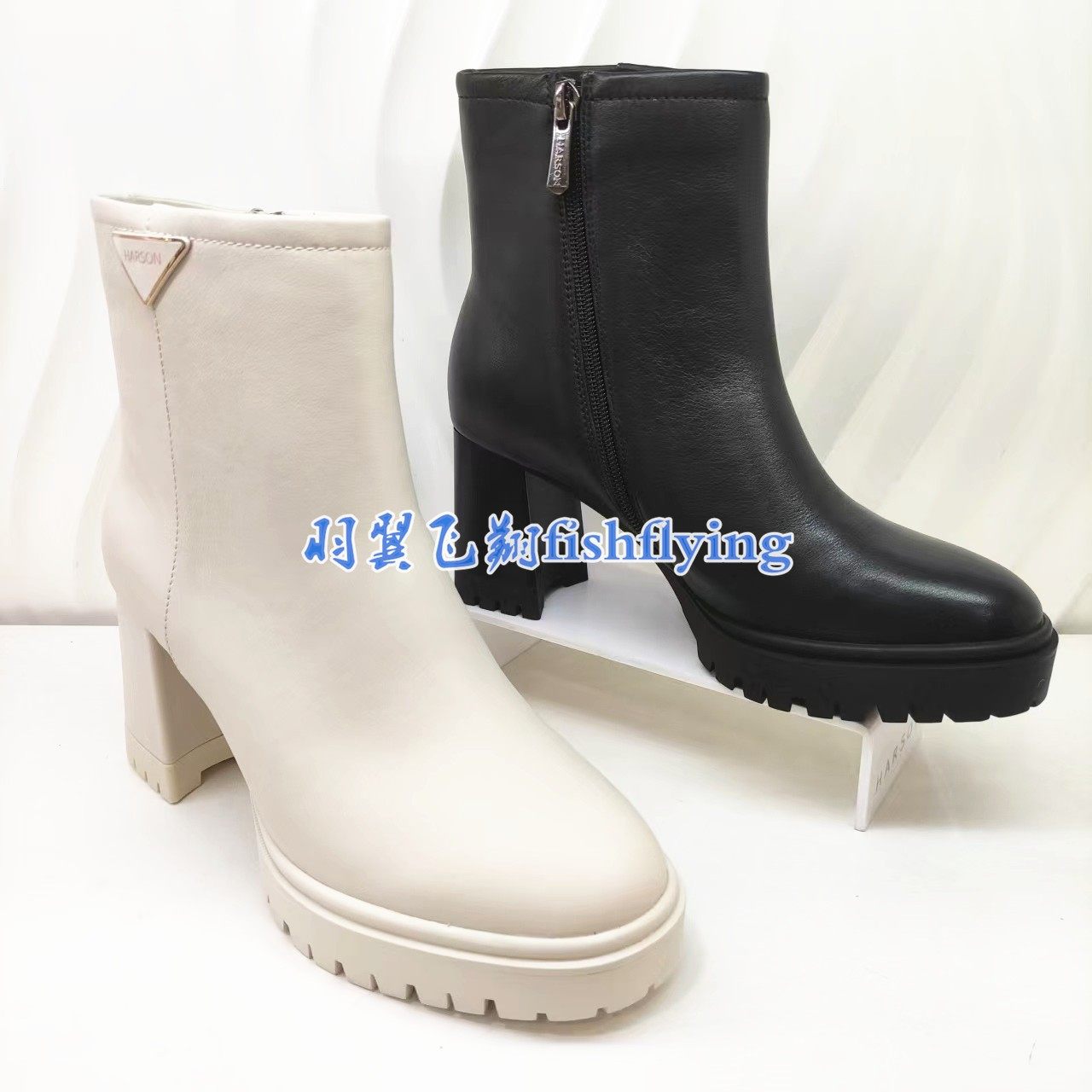 HA257173正品Harson/哈森2025秋冬季粗跟简约舒适通勤保暖女短靴
