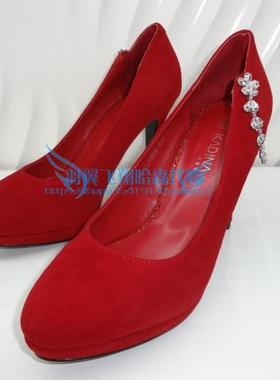卡迪娜专柜正品断码四季单鞋圆头细高跟防水台红色婚鞋女KL70902