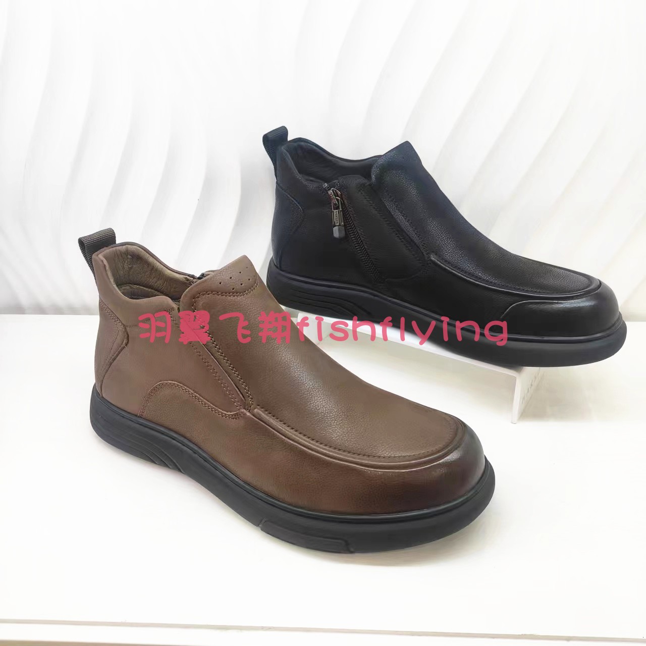 MA34132正品Harson/哈森断码春秋高帮厚底侧拉链商务正装男皮鞋靴