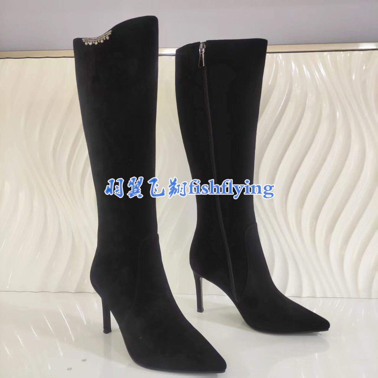 KA251521卡迪娜专柜正品2025秋冬时尚尖头高跟牛皮女高筒靴时装靴