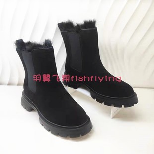 卡迪娜断码女靴专柜正品厚绒保暖雪地靴坡跟厚底KLA213202女短靴