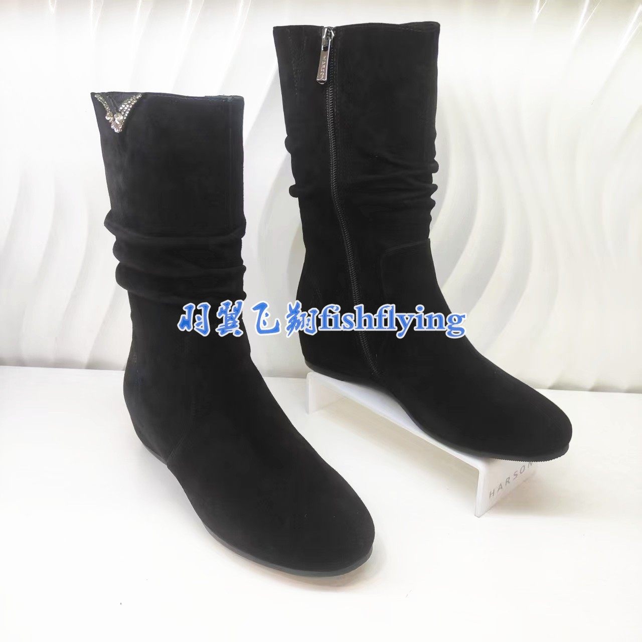 HA259926哈森专柜正品25冬季内增高时尚柔软堆堆靴加绒女中筒靴子