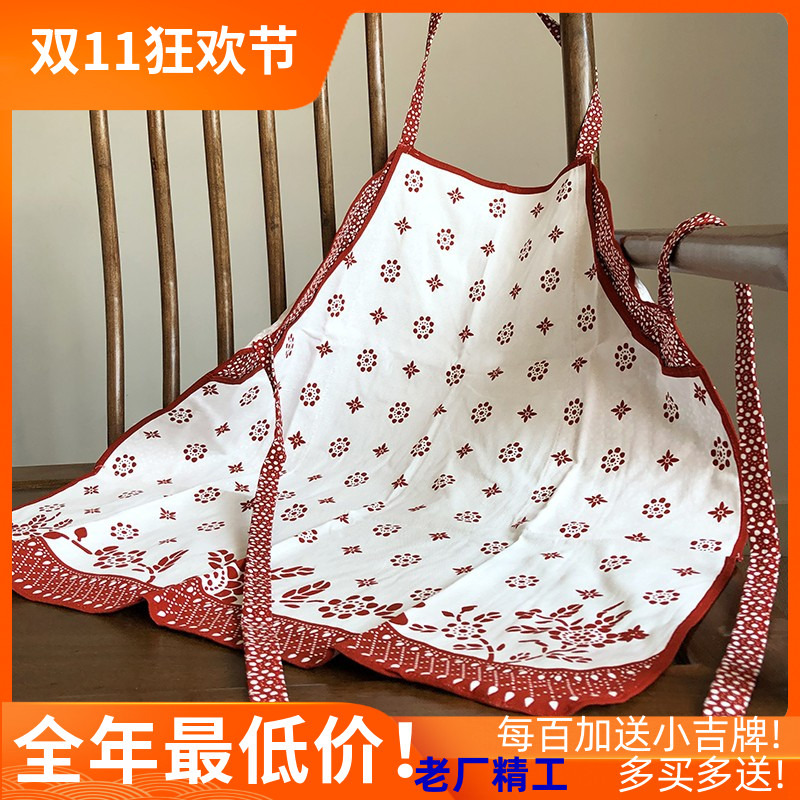 小花围裙厨房衣均码手工印花布络