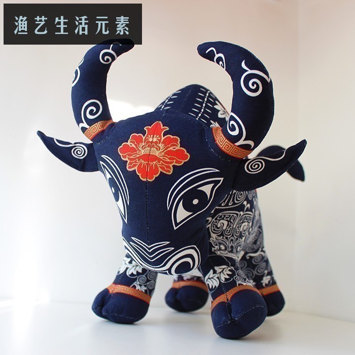 旺财牛布偶牛摆件手工布艺新中式
