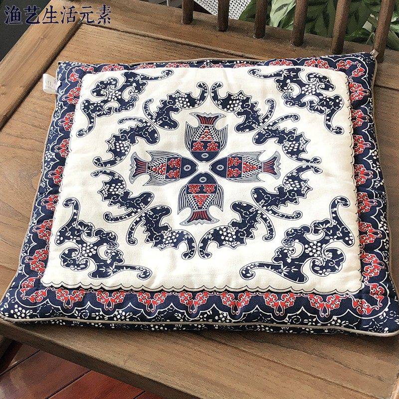 餐椅垫双面椅子垫四季坐垫榻榻米沙发垫中式手工纯棉布艺富贵有鱼,居家布艺,椅垫,淘宝优惠券,粉丝福利购,淘宝优惠卷