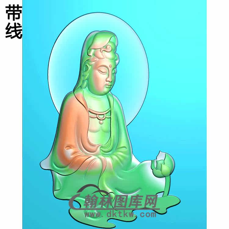 观音菩萨头像半身(bgy-270)精雕图浮雕图玉雕木雕图灰度图jdp