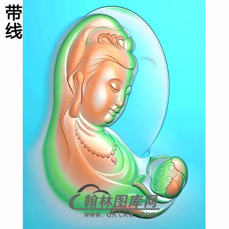 观音菩萨头像bgy-320精雕图浮雕图玉雕木雕图灰度图jdp/bmp/46牌