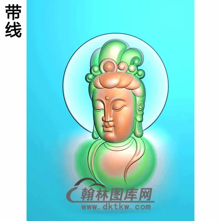 观音菩萨头像半身(bgy-271)精雕图浮雕图玉雕木雕图灰度图jdp