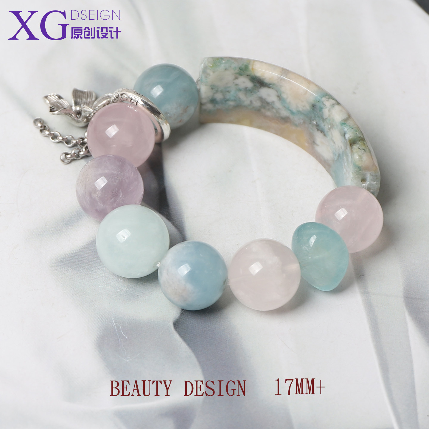 原创设计款天然水晶粉水晶手串