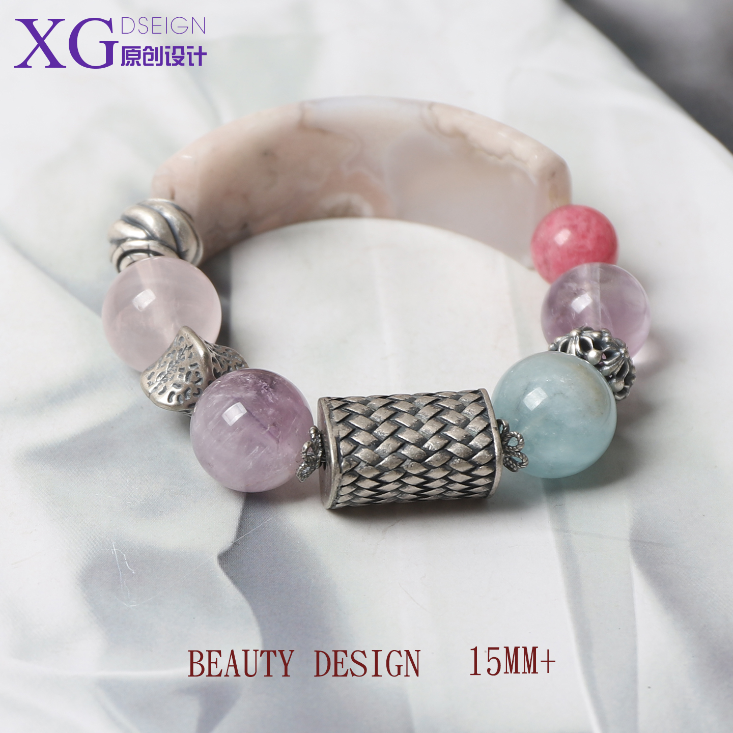 原创设计复古风彩色水晶手串半镯