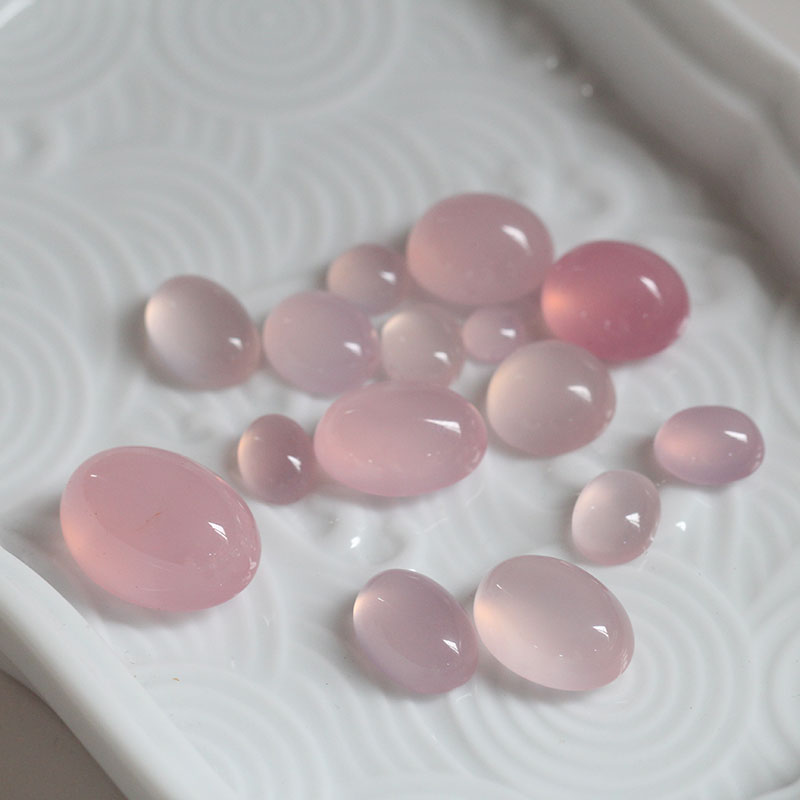花影梦玛瑙粉色戒面手工材料配件