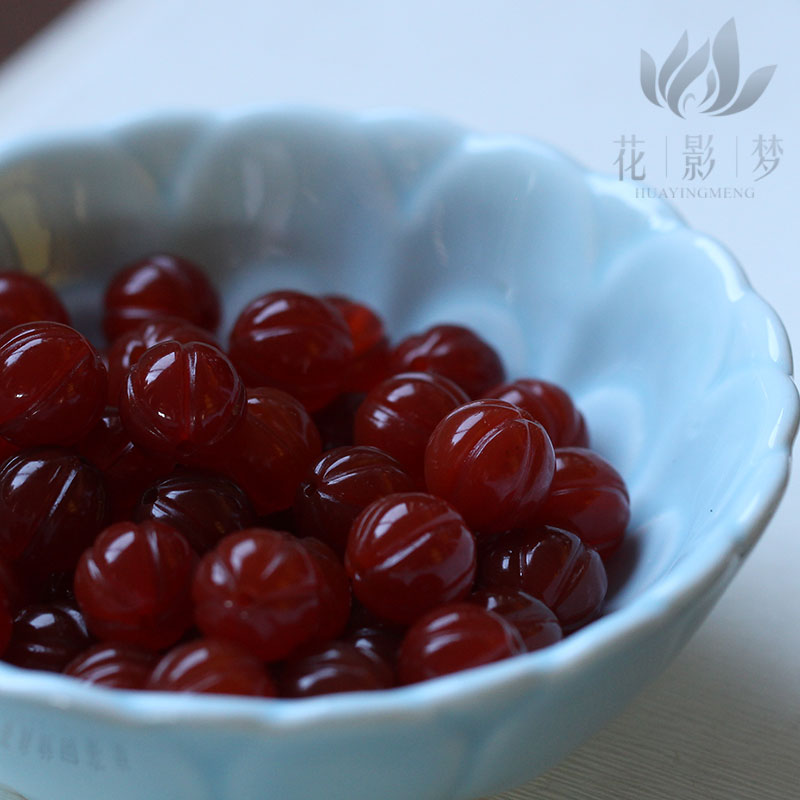 diy红玛瑙发簪头饰手链南瓜珠