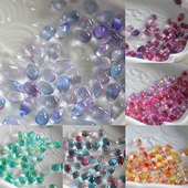 捷克进口6 9mm双色水滴珠人鱼泪吊坠 花影梦发簪发饰头饰DIY配件