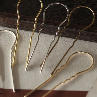 花影梦古风缠花发簪DIY配件铜质 105mm玉簪花 圆头双股拱形发钗32