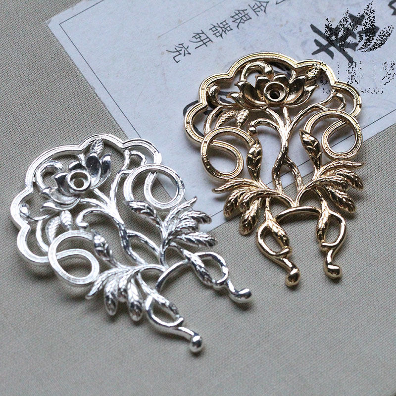 黄铜铸铜梵莲簪头莲花*花影梦发簪发饰头饰diy配件
