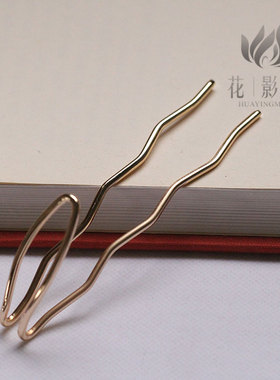 黄铜大号7字发钗22*117mm*花影梦汉服步摇发簪发饰头饰DIY配件