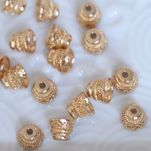 黄铜保色镂空酒杯珠托花托宝塔形流苏帽*花影梦发簪头饰DIY配件