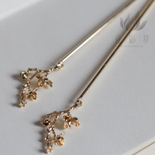黄铜铸铜玉兰花发簪簪子单簪*花影梦发簪发饰头饰汉服配套DIY配件