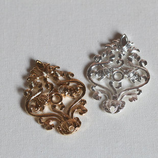 铸铜黄铜保色尖头莲花云纹挂坠簪头古风发簪DIY材料配件花影梦