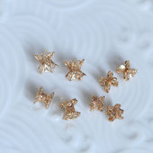 黄铜保色双花托隔珠挂坠吊坠珠托手链项链发簪材料手链串珠配件