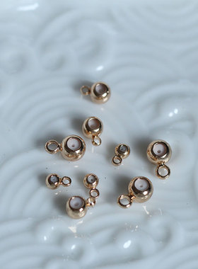 黄铜3/4/5mm保色电镀18K金色带吊硅胶隔珠手链串珠材料编织配件