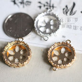 花影梦发簪发饰头饰DIY配件 黄铜铸铜20mm圆宝石托