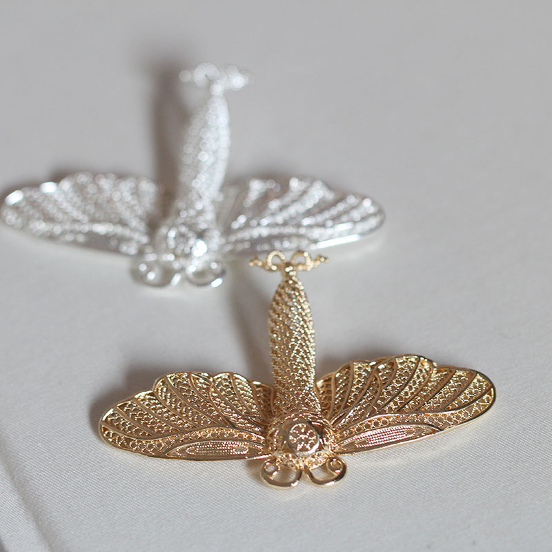 黄铜保色仿李静训金闹蛾子发冠仿花丝*花影梦发簪发饰头饰DIY配件