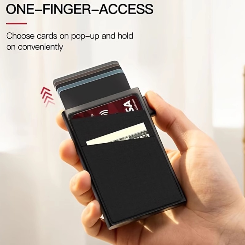 2024新款卡包简约超薄RFID钱包小卡套铝合金侧推卡盒弹力布袋男女