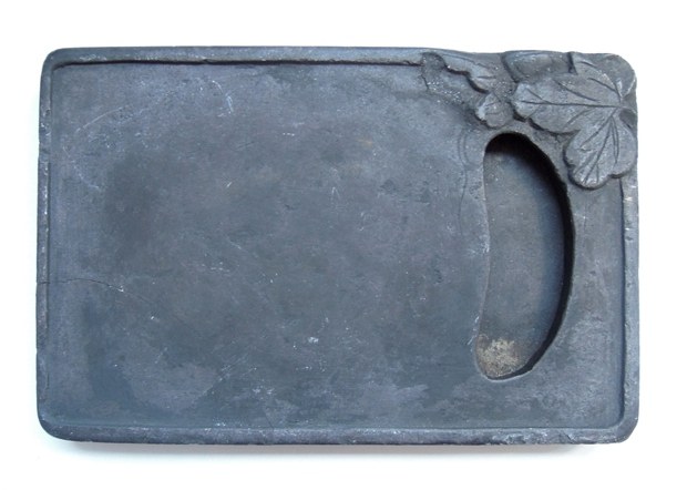 明代清朝民国树叶纹长方形老砚台 古董文玩文房四宝端歙砚
