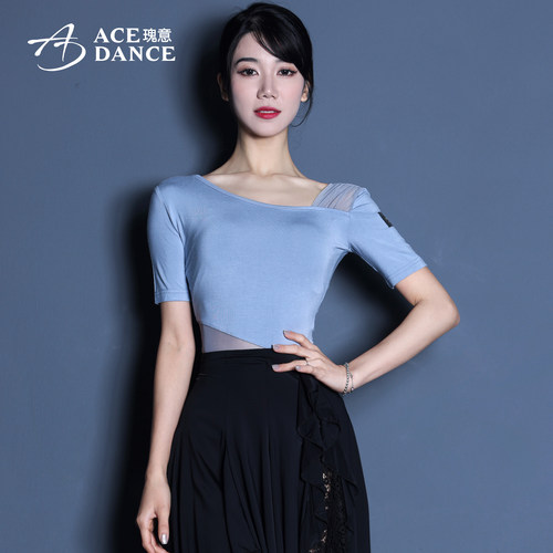 ACEdance拉丁舞网纱拼接设计上衣